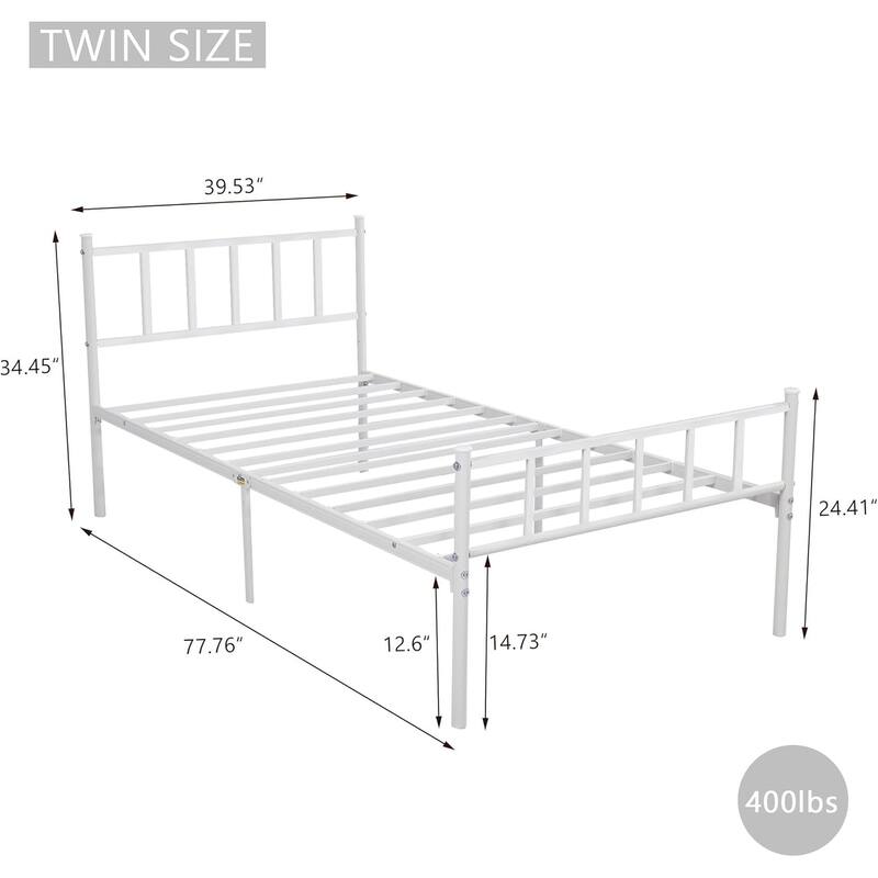 alazyhome Classic Metal Platform Bed Frame Steel Slat Support, Black
