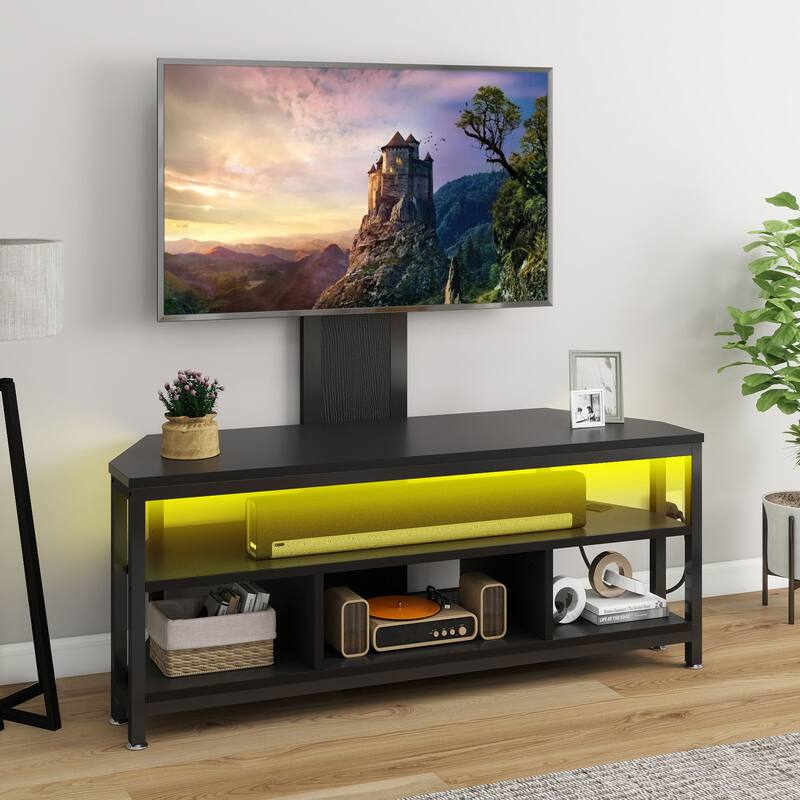 Moasis LED Light TV Stand with Mount, Power Outlet amd USB Port for TVs up to 70"