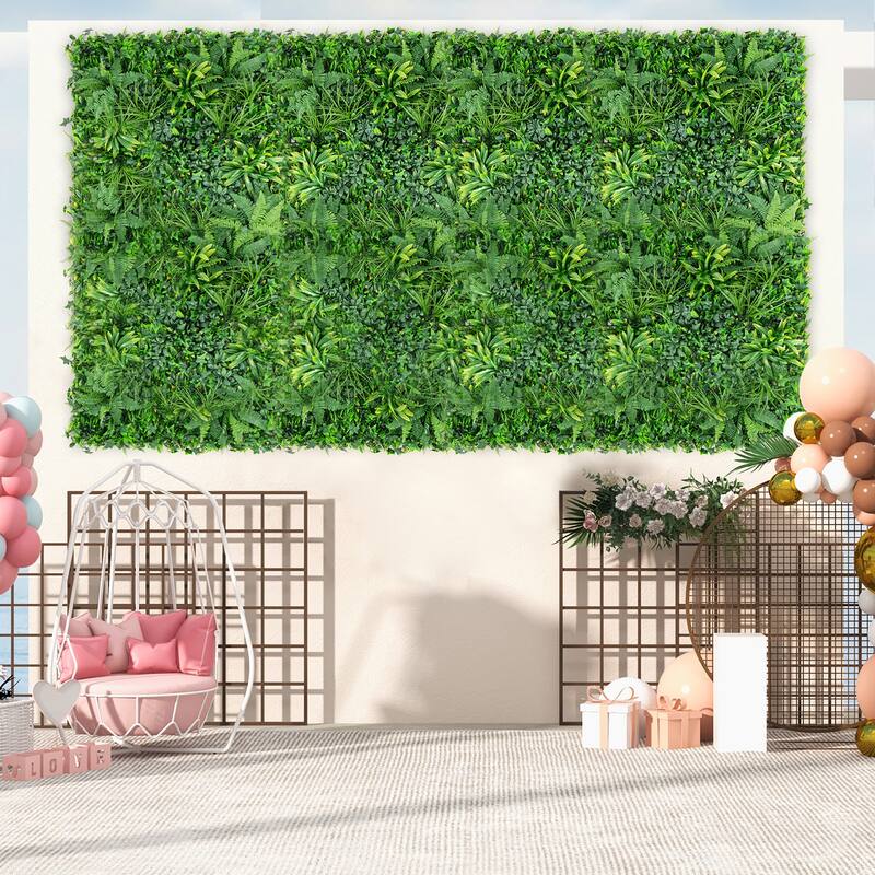Gymax 4 Pack 20'' x 20'' Artificial Hedge Boxwood Panels with 7 Types