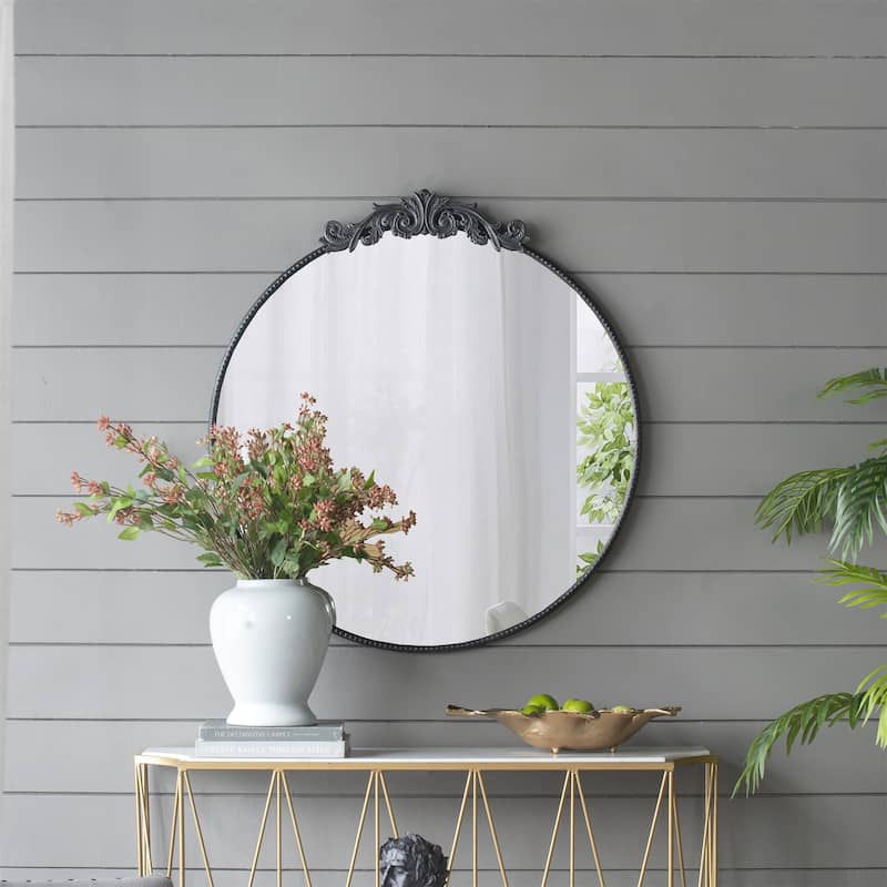 Round Wall Mounted Mirror with Metal Frame