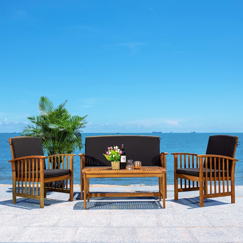 SAFAVIEH Outdoor Rocklin 4-piece Conversation Patio Set