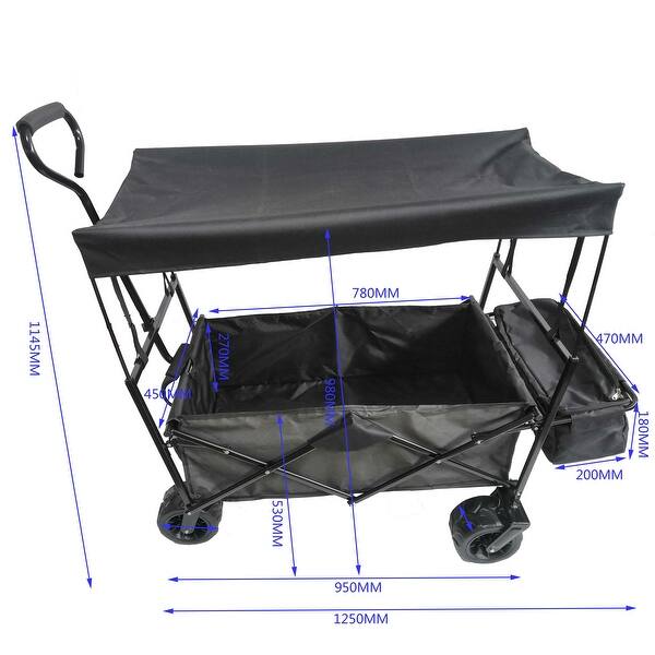 slide 1 of 8, Folding Wagon Garden Shopping Beach Cart (Black)