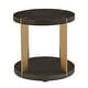 preview thumbnail 3 of 5, Vennesla Gold Finish Metal Dark Brown Faux Shagreen Round End Table by iNSPIRE Q Bold