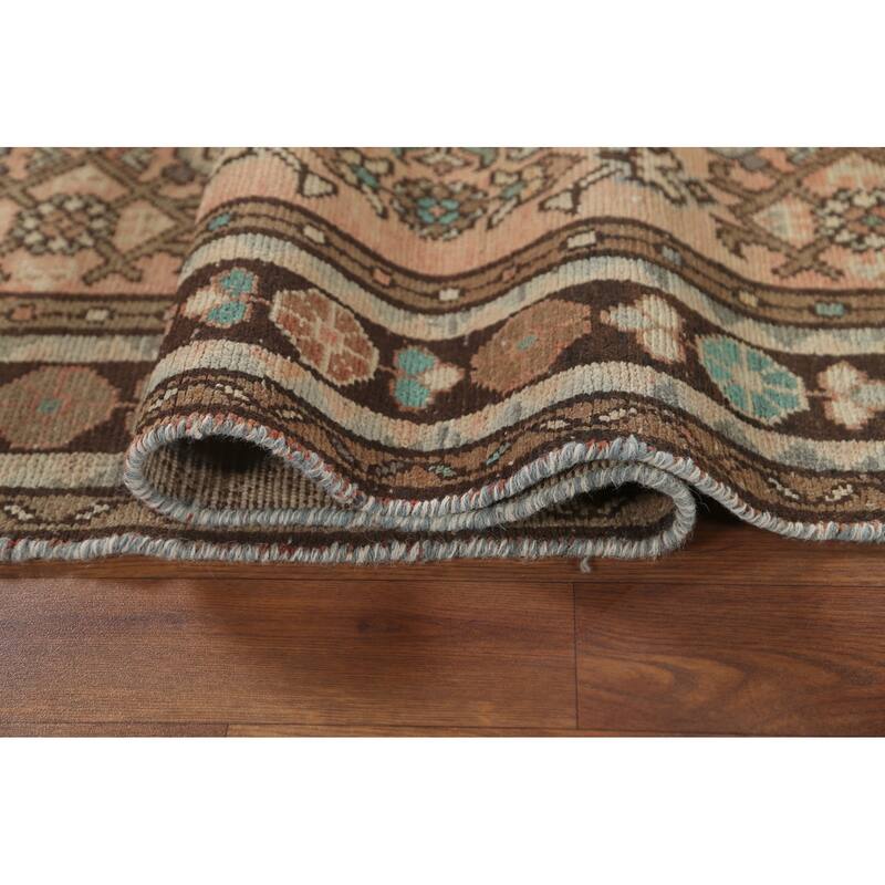 Hamedan Persian Vintage Runner Rug Hand-Knotted Wool Carpet - 3'5" x 9'11"