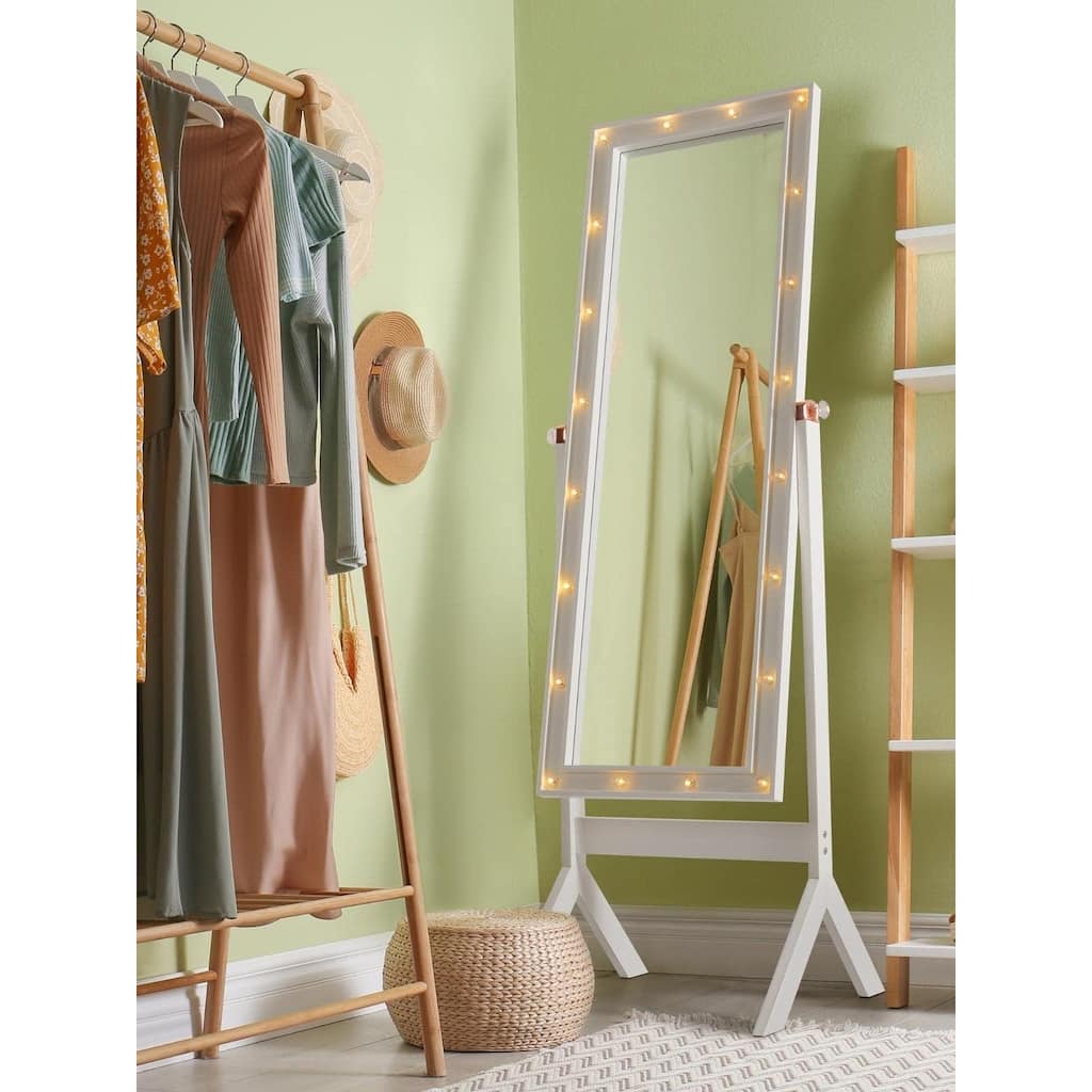 Full Length Mirror with Stand, Full Body Mirror for Bedroom, Floor Cheval Mirror with Lights, Free Standing Mirror for Bedroom