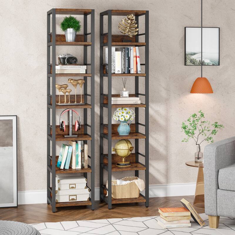 75 Inch Tall Narrow Corner Shelves, 6-Tier Etagere Shelve Storage Rack Bookshelves for Home Office