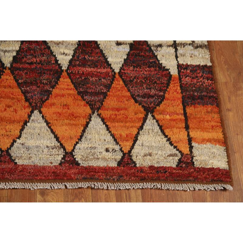 Tribal Trellis Moroccan Oriental Area Rug Handmade Wool Carpet - 6'9" x 9'8"