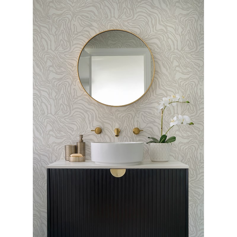 A-Street Prints Massar Taupe Modern Marbled Wallpaper