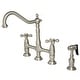 preview thumbnail 39 of 39, Heritage Bridge Kitchen Faucet with Brass Sprayer Brushed Nickel