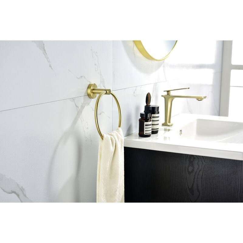 Modern 6 Piece Stainless Steel Bathroom Towel Rack Set Wall Mount
