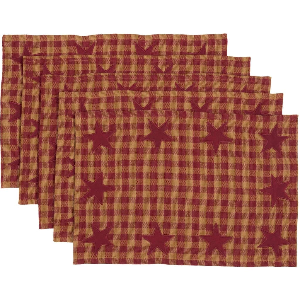 Primitive Tabletop Kitchen Star Placemat Set of 6 Cotton Star - Placemat 12x18