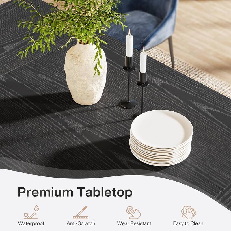 70.87-Inch Wood Dining Table, Large Dining Room Table for 6-8 People, Kitchen Dinner Table
