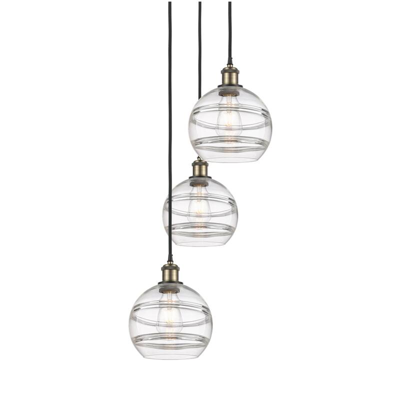 Innovations Lighting 113B-3P-30-15 Rochester Pendant Rochester 3 Light - Black Antique Brass / Clear