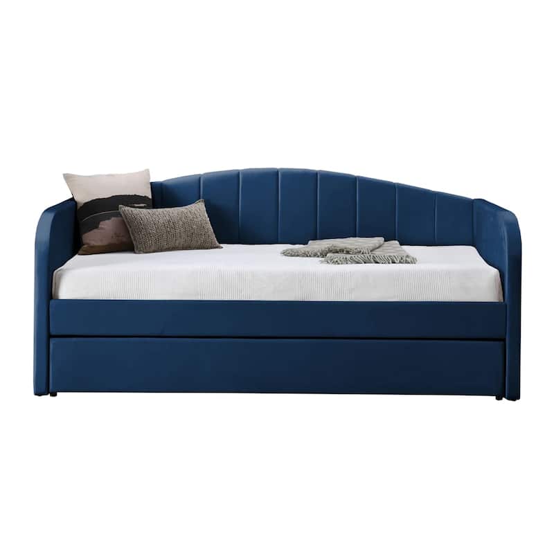 Velvet Upholstered Twin Size Daybed with Trundle