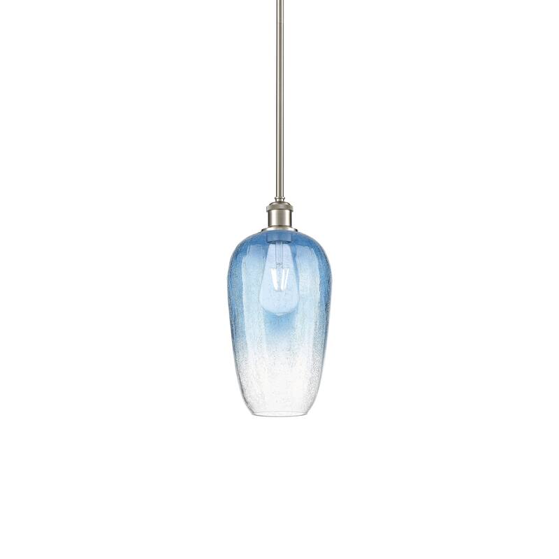 Innovations Lighting 516-1S-15-7 Brookhaven Flute Pendant Brookhaven - Brushed Satin Nickel / Sapphire Blue