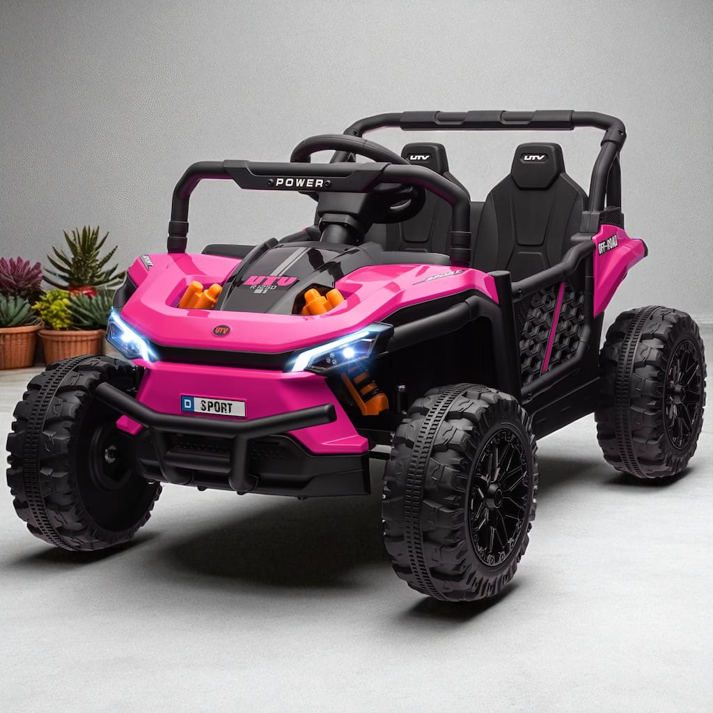 12V Kids UTV Electric Car, 3.7 MPH Off-Road Ride-On Truck, Remote Control, 4-Wheel Suspension, LED Headlights