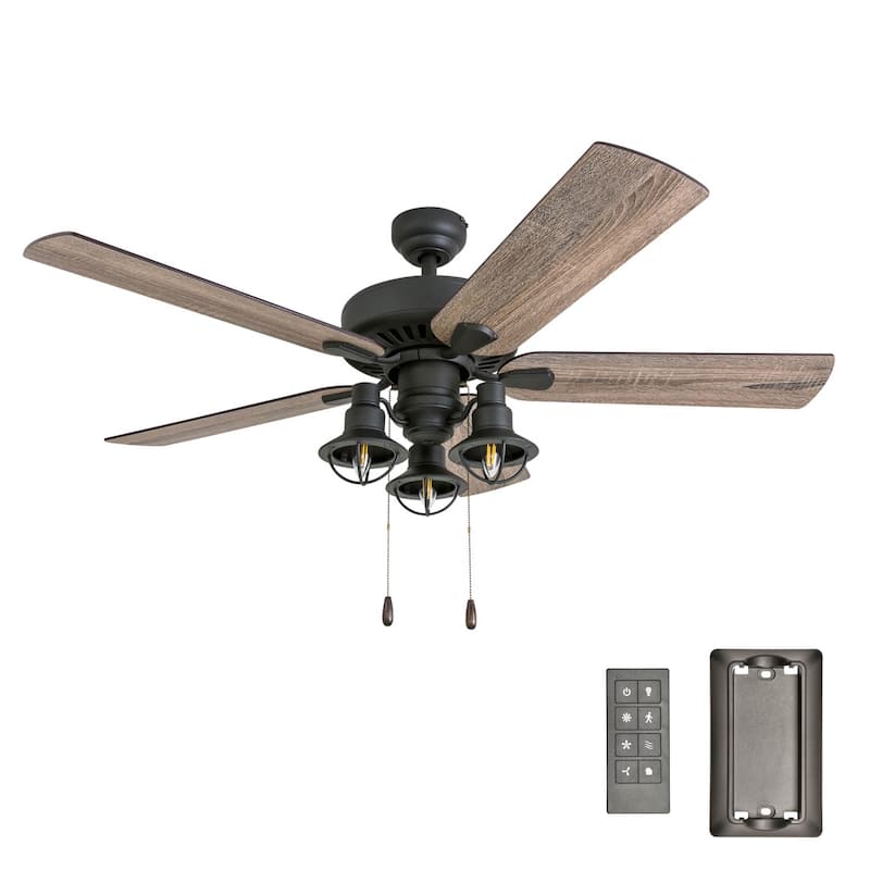 52" The Gray Barn Stormy Grain Farmhouse Aged Bronze LED Ceiling Fan with Remote Control