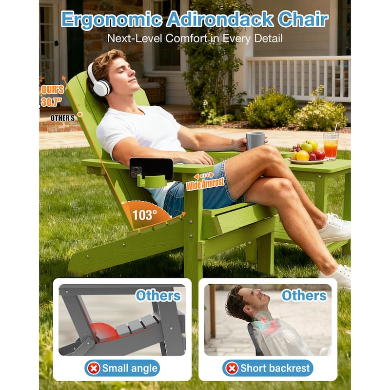 WINSOON All Weather HIPS Outdoor Plastic Adirondack Chair
