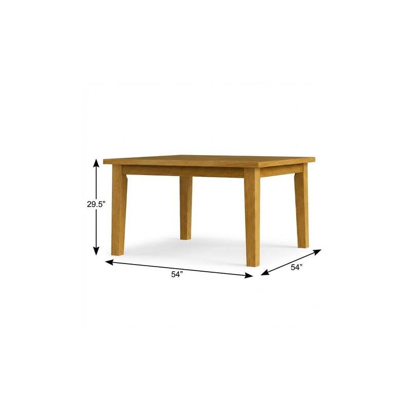 HomeRoots 54" Oak Wood Frame Base Square Dining Table - 54.00 in. x 29.50 in. x 54.00 in.