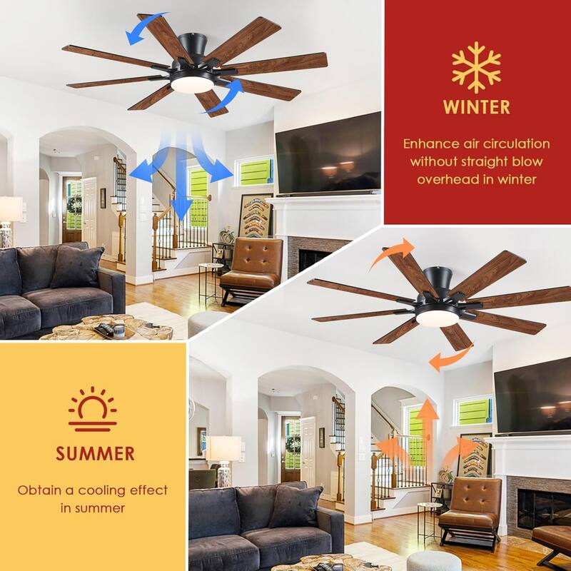 52 Inches Low Profile Ceiling Fan with LED Integrated,Retractable Blades,Remtoe and APP Control,for Bedroom,Living Room