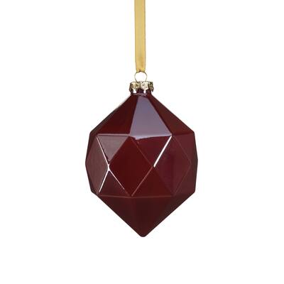 6-Piece Set Red Luster Faceted Glass Hanging Ornaments, Convex Hexagon