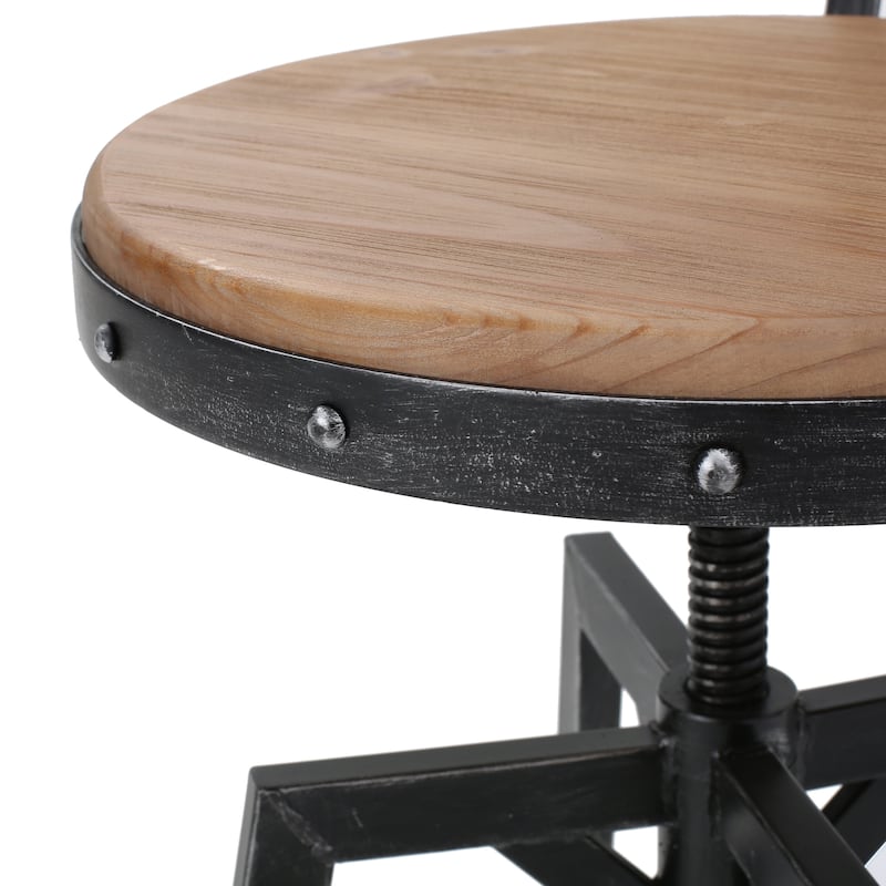 Jutte Rustic Iron Adjustable Bar Stool by Christopher Knight Home - N/A