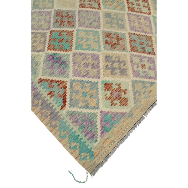 Sun Faded Flatweave Sophie Red/Green Rug - 4'11" x 6'7"