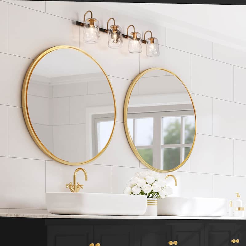Kole Farmhouse 4-Light Linear Bathroom Vanity Lights Mason Jar Glass Wall Sconces