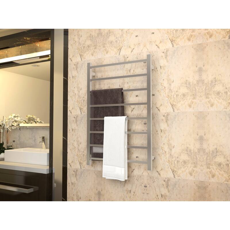 Bell 8-Bar Stainless Steel Wall Mounted Electric Towel Warmer Rack in Polished Chrome