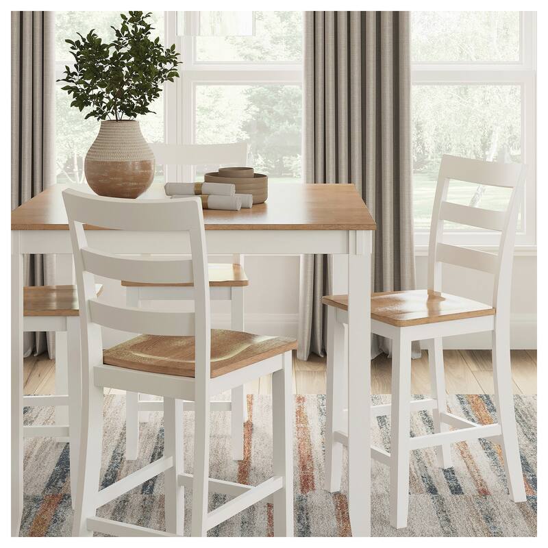 Signature Design by Ashley Gesthaven Counter Height Dining Table and 4 Barstools (Set of 5) - Light Brown/White
