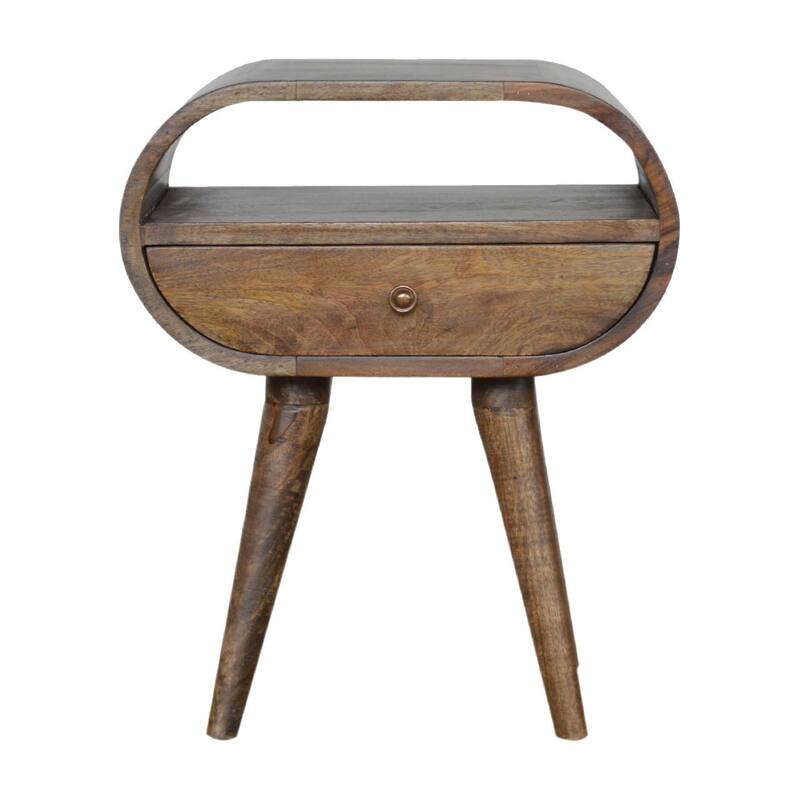 HomeRoots 21" Light Brown Solid Wood Round One Drawer Nightstand