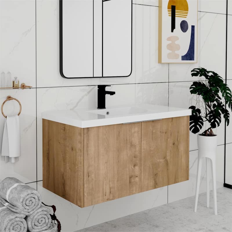 Bathroom Vanity With Sink In 24/30/36 Inch, Floating Bathroom Vanity With Soft Close Door