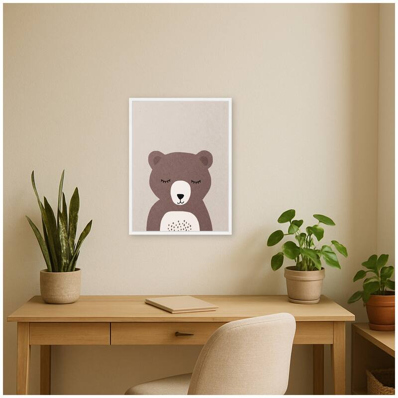 Kate and Laurel Bear by July Art Prints Framed Canvas Wall Art Print