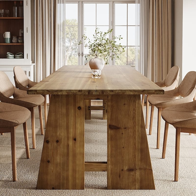 70.9" Solid Wood Kitchen Dining Table with Unique Base