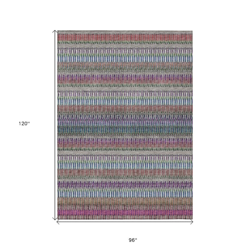 HomeRoots Striped Transitional Rectangle Outdoor Rug