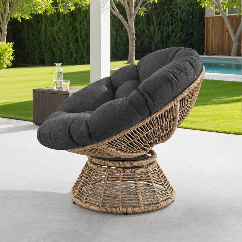Corvus Holbaek Swivel Papasan Wicker Chair with Cushion