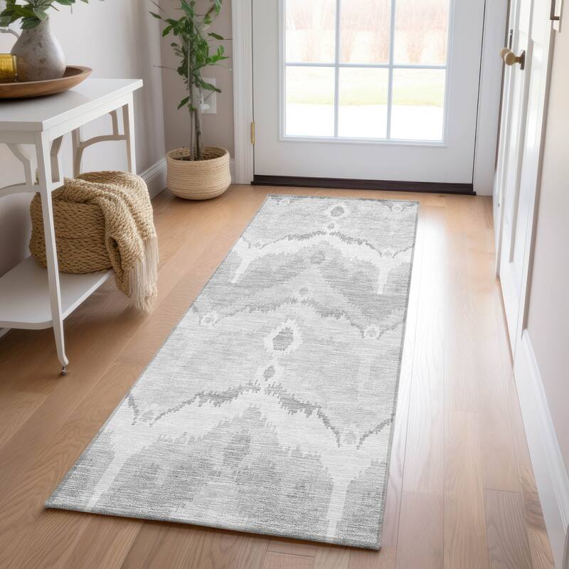Machine Washable Indoor/ Outdoor Chantille Boho Ikat Rug
