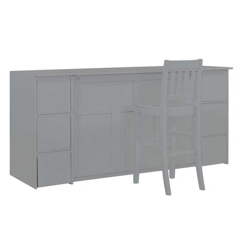 Murphy Bed with Drawers, Cabinets, USB Ports