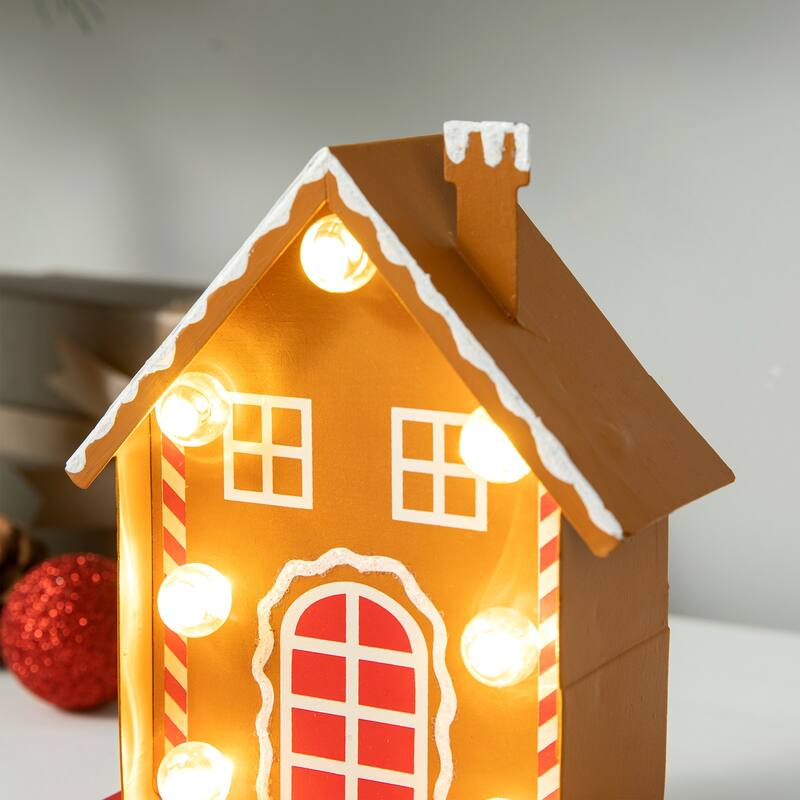 Glitzhome Christmas Marquee LED Star Snowman Tree Gingerbread Stocking Holders Mantel Ornament