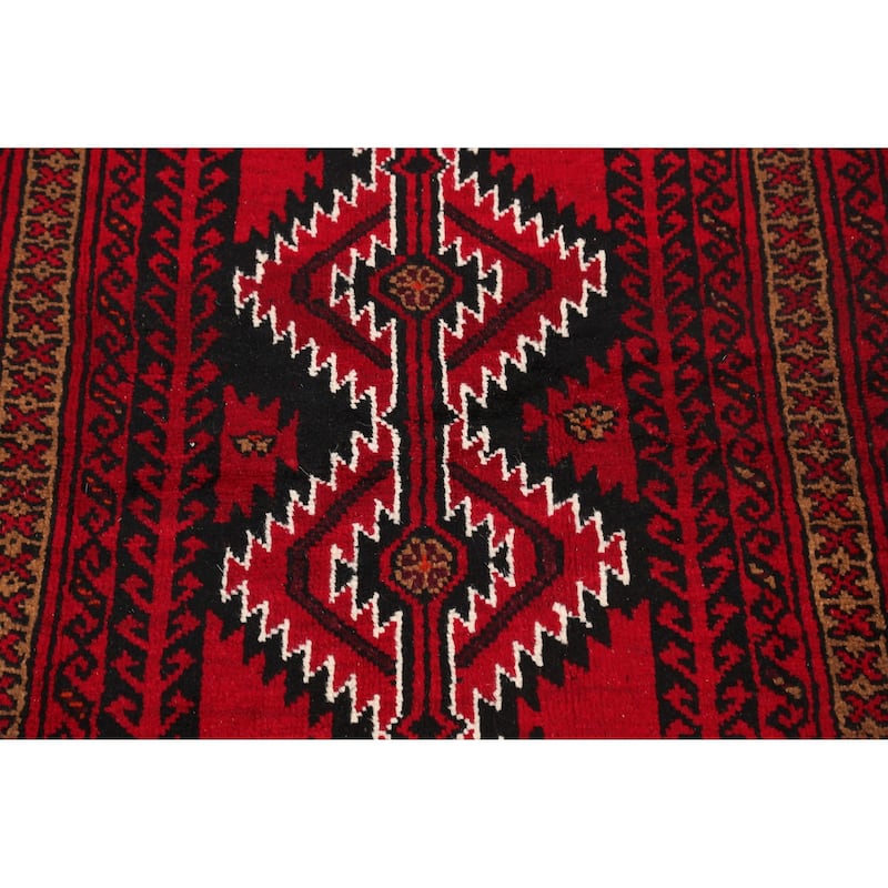 Geometric Balouch Afghan Oriental Area Rug Wool Handmade Foyer Carpet - 4'2" x 6'2"