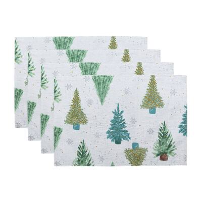 Lucina Twinkle Trees Holiday Lurex Fabric Placemats, Set of 4 - 13x19