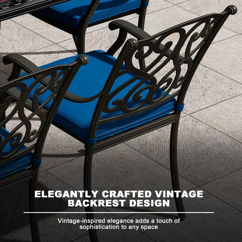 Cast Aluminum Outdoor Dining Armchair with Cushion (Set of 4)