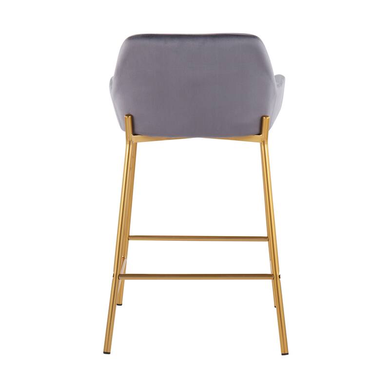 Silver Orchid Galotti Gold Fixed-Height Upholstered Counter Stool - Set of 2