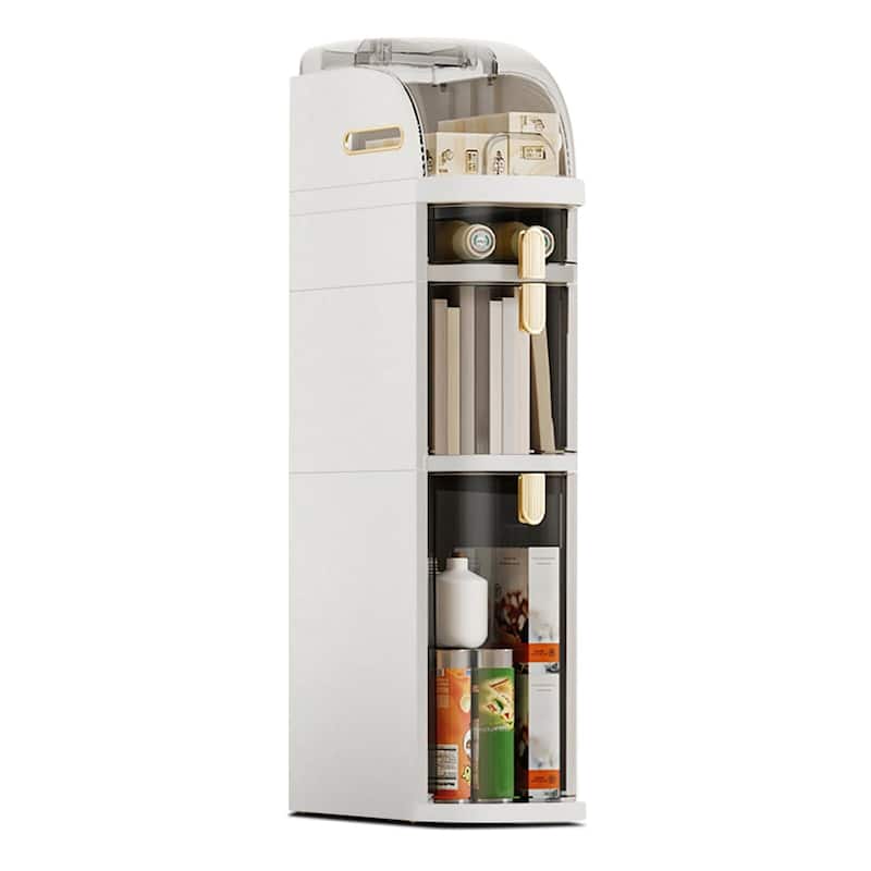 Bathroom Storage Cabinet with Wheels - 3-Tier Slim Narrow Organizer for Small Spaces, Transparent Drawers - Tall 32.87