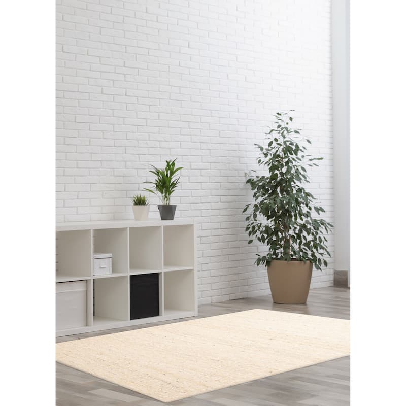 ECARPETGALLERY Braid weave Sienna Cream Wool Rug - 5'0 x 7'8