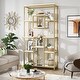 preview thumbnail 6 of 9, 71 Inch Modern Bookcase Shelving Display Rack, White Gold Book Shelves for Home Office, Wood and Metal