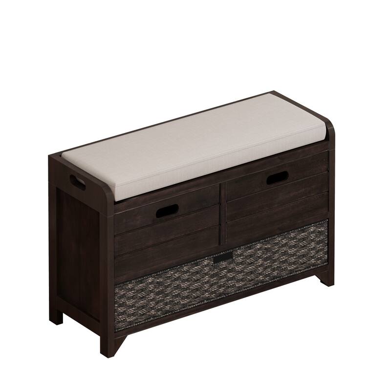 Storage Bench with Removable Basket and 2 Drawers - Espresso