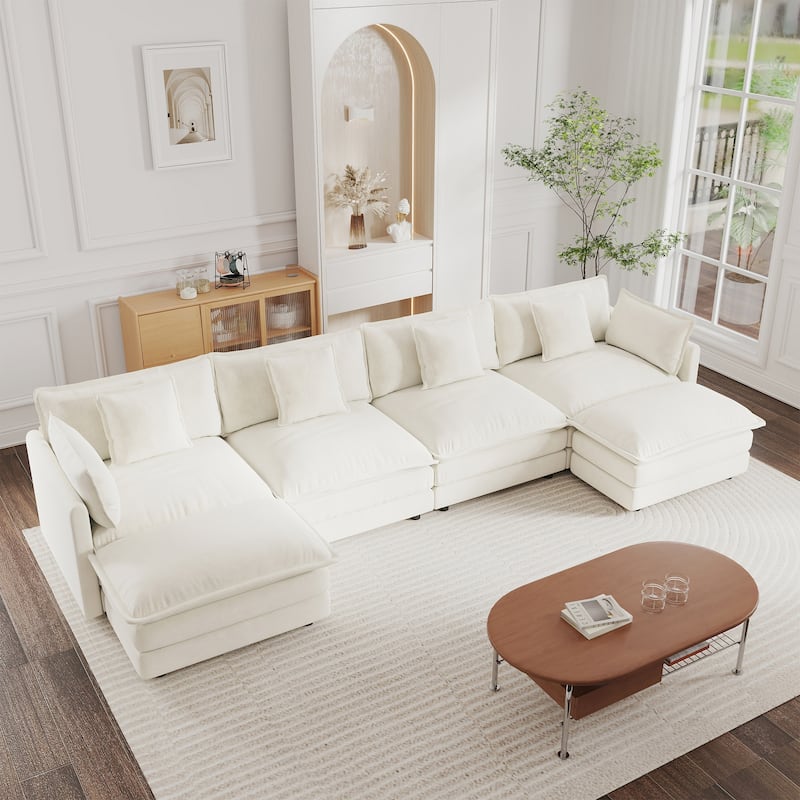 Cloud Chenille Upholstered Modular Sectional Sofa with DIY Combination Design