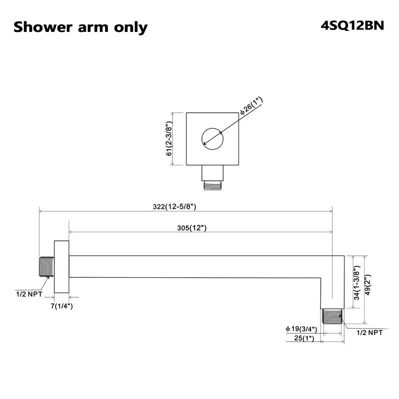 Topcraft Stainless Steel Wall Mounted Shower Arm