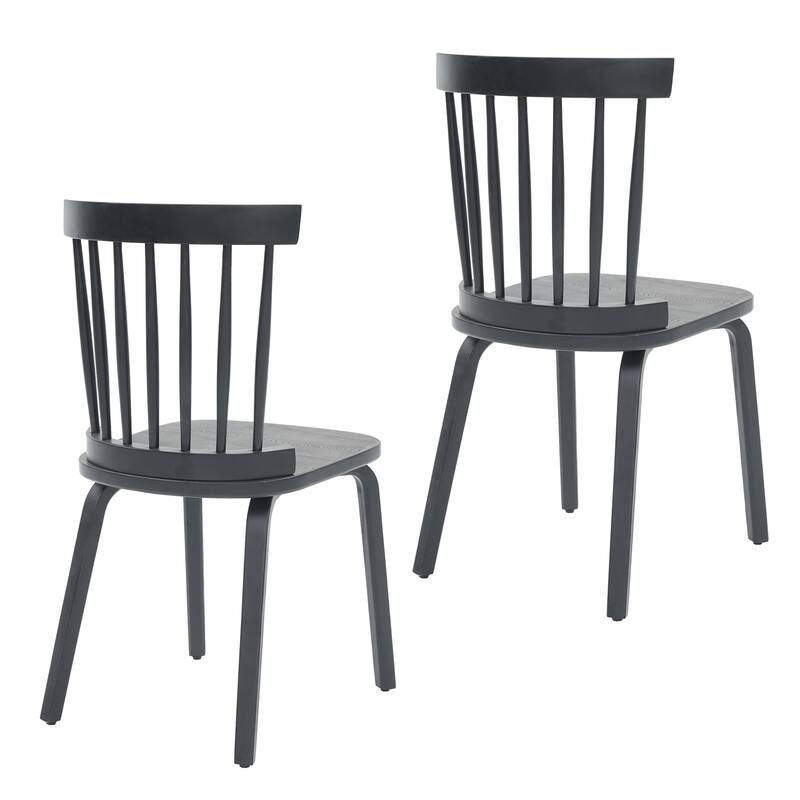 Windsor Dining Chairs Set of 2,Wood Farmhouse Spindle Back, Widen Seat, Mid-Century Modern French Country Style